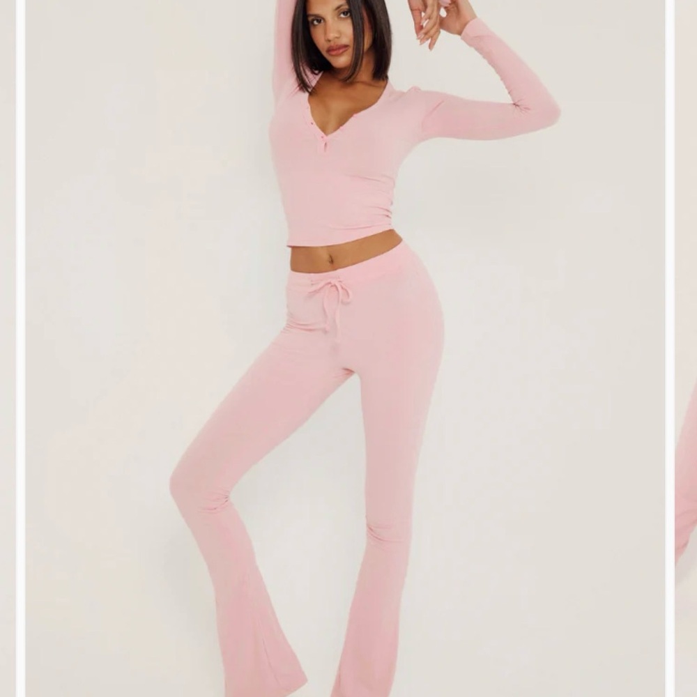 Elegant Pink Women's two piece Flare Set